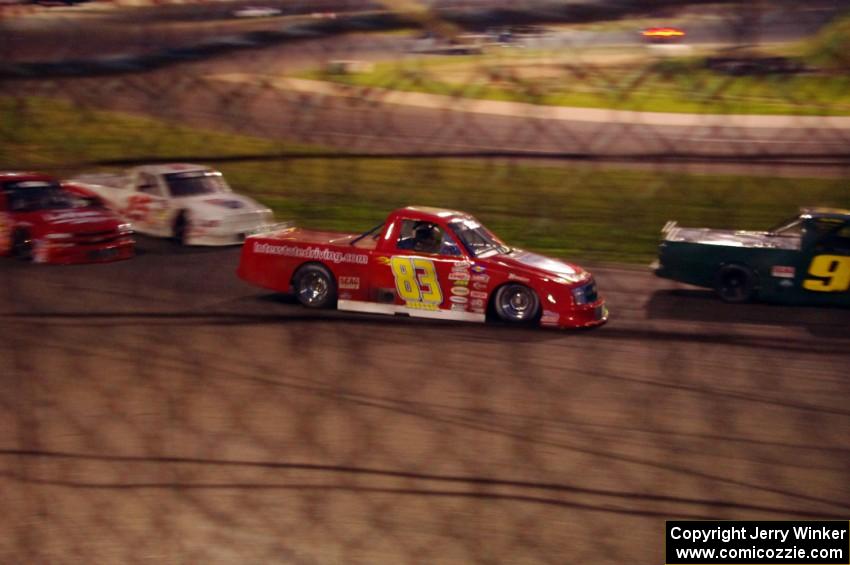 Gary McDonald’s Ford, Andy Jirik’s Chevy, Dustin Karl’s Dodge and Jerry Wood’s Chevy