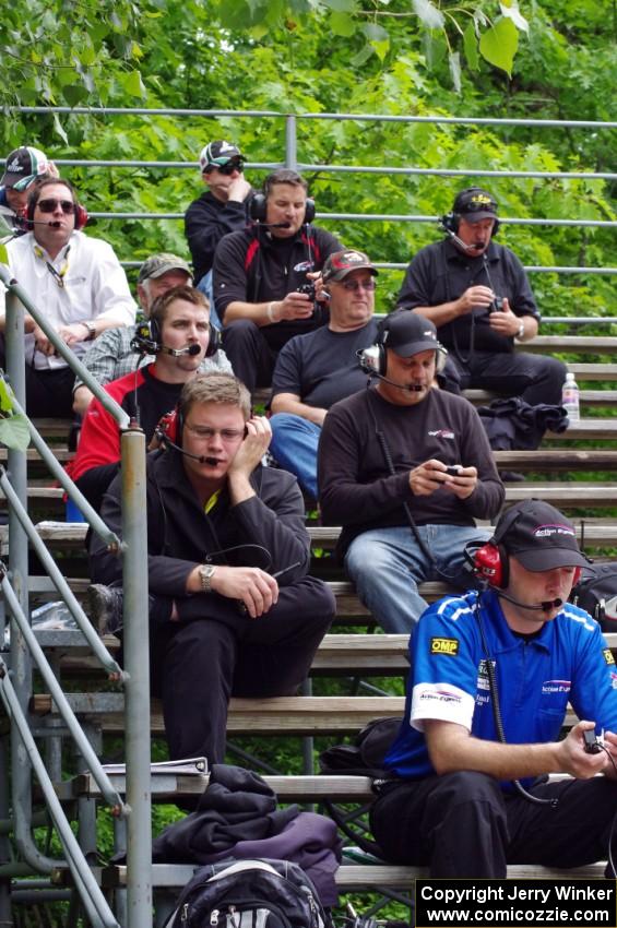 Spotters on the outside grandstands at Canada Corner