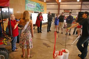 The seeded draw at the airport hanger on Friday evening.