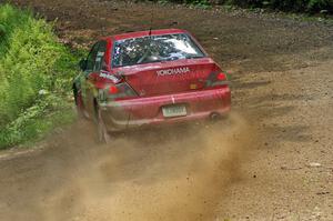 The Andrew Comrie-Picard / Marc Goldfarb Mitsubishi Lancer Evo 9 slung gravel on SS3, but DNF'ed by midday.