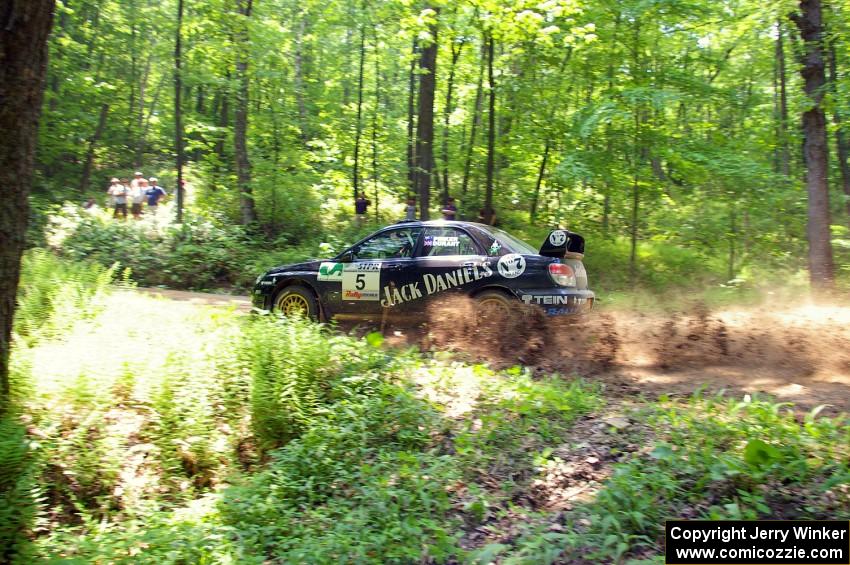 The Andy Pinker / Robbie Durant Subaru WRX STi led the field early.