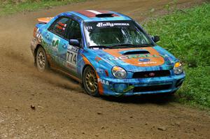 The Otis Dimiters / Alan Ockwell Subaru WRX STi on SS3.