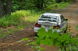 The Chris Gilligan / Joe Petersen Mitsubishi Lancer Evo 4, seen here on SS3, was in top form all day.