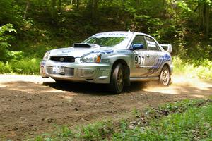 Patrick Brennan / Shane McCann Subaru WRX STi at a hairpin on SS3.