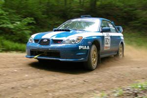 Bob Wall / Chad Edmunds Subaru WRX STi at a hairpin on SS3.