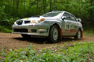 John Cassidy / Dave Getchell Subaru WRX-STi at a hairpin on SS3.