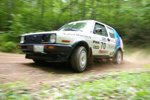 Chris Duplessis / Martin Headland VW GTI at a hairpin on SS3.