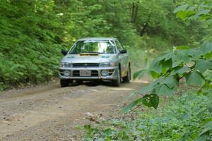 Emilio Arce / Sarah Gardescu Subaru Impreza on SS3. They DNF'ed before the midpoint of the rally.