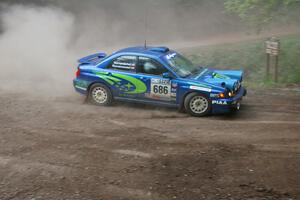 Heath Nunnemacher / Heidi Nunnemacher at a hairpin on SS6 in their Subaru WRX.