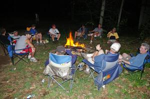 Partying late into the night around a campfire at STPR.