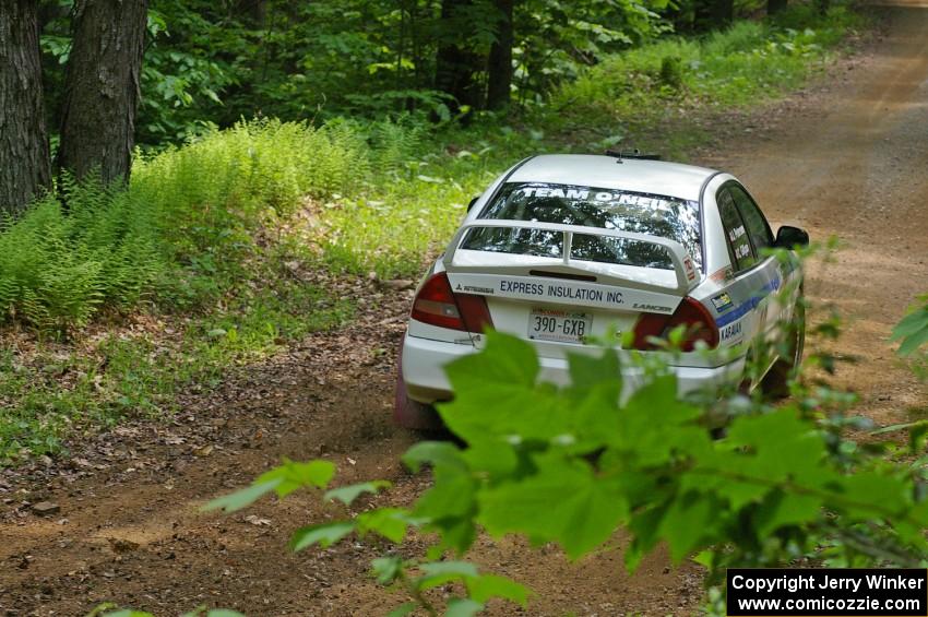 The Chris Gilligan / Joe Petersen Mitsubishi Lancer Evo 4, seen here on SS3, was in top form all day.