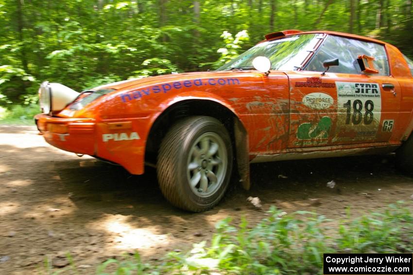 Andrew Havas / John Dillon Mazda RX-7 on SS3. They DNF'ed later in the day.