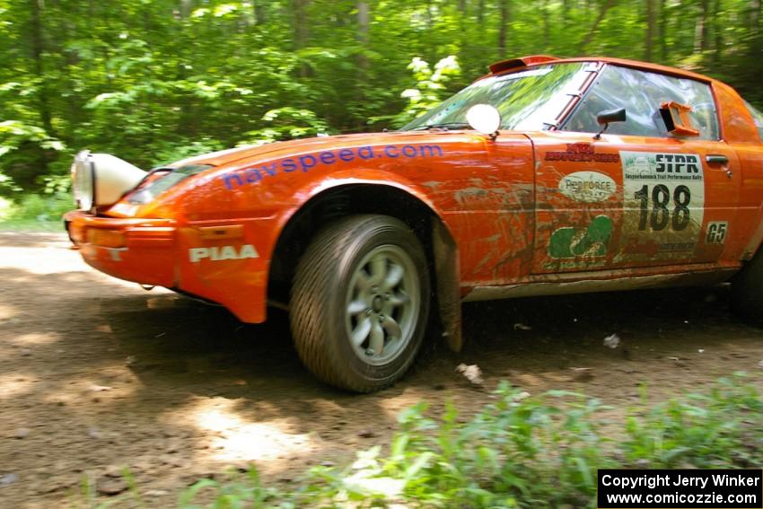 Andrew Havas / John Dillon Mazda RX-7 on SS3. They DNF'ed later in the day.