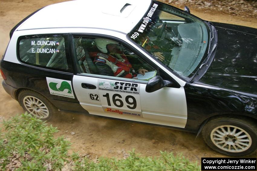 Eric Duncan / Matt Duncan Honda Civic on SS3. They DNF'ed shortly after.