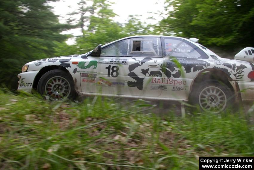 Matt Iorio / Ole Holter Subaru Impreza lost its tranny at this corner and limped to the end of the stage in fourth gear.