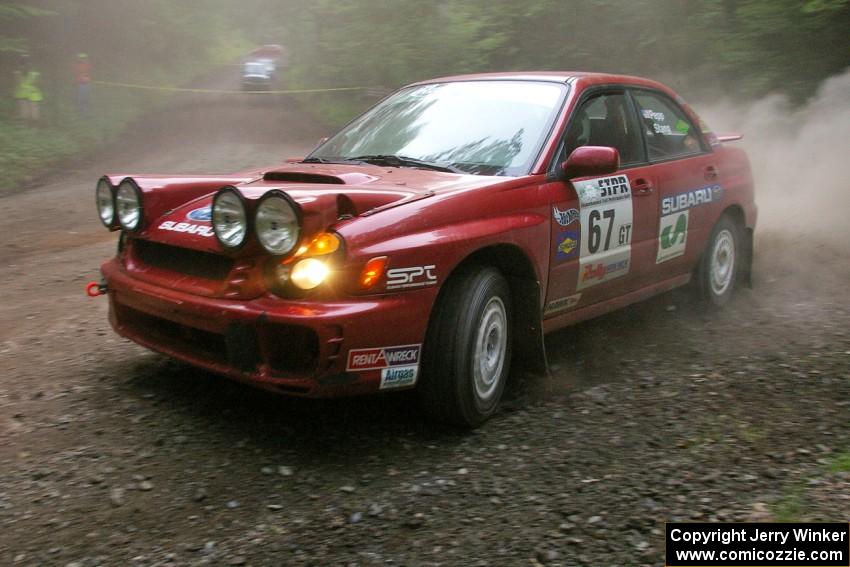 Bryan Pepp / Jerry Stang Subaru WRX at a hairpin on SS6.