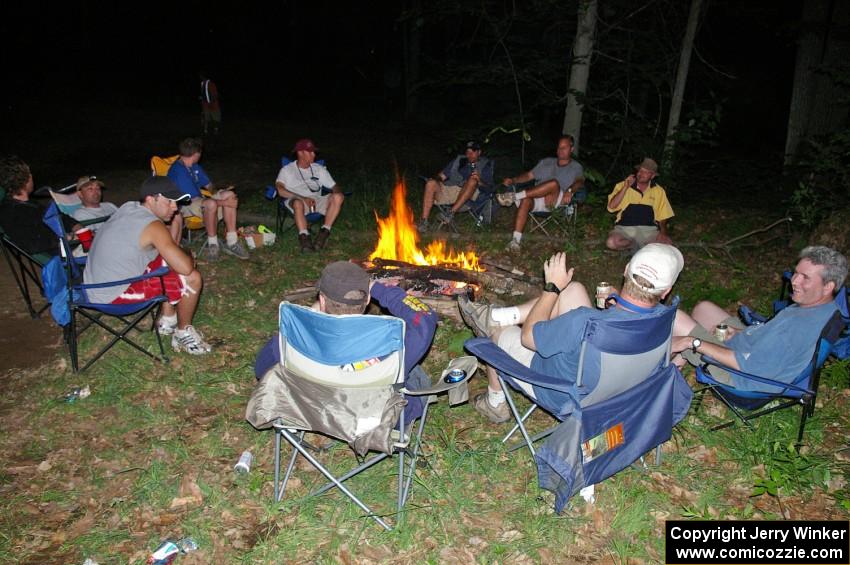Partying late into the night around a campfire at STPR.