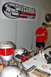 Doug Davenport sells his wares for Davenport Racing at registration.