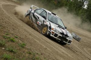 Jeff Moyle / Michael Yarroch Subaru Impreza at the Super Special SS1, on the high banks of Bemidji Speedway.