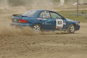 Don Kennedy / Matt Kennedy Subaru Impreza on SS1 at the Bemidji Speedway.