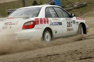 Dave Hintz / John Dillon in their Subaru WRX on SS1.