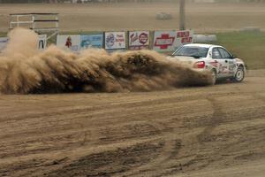 Stephan Verdier / Scott Crouch Subaru WRX on the SS1 Super Special stage at Bemidji Speedway.