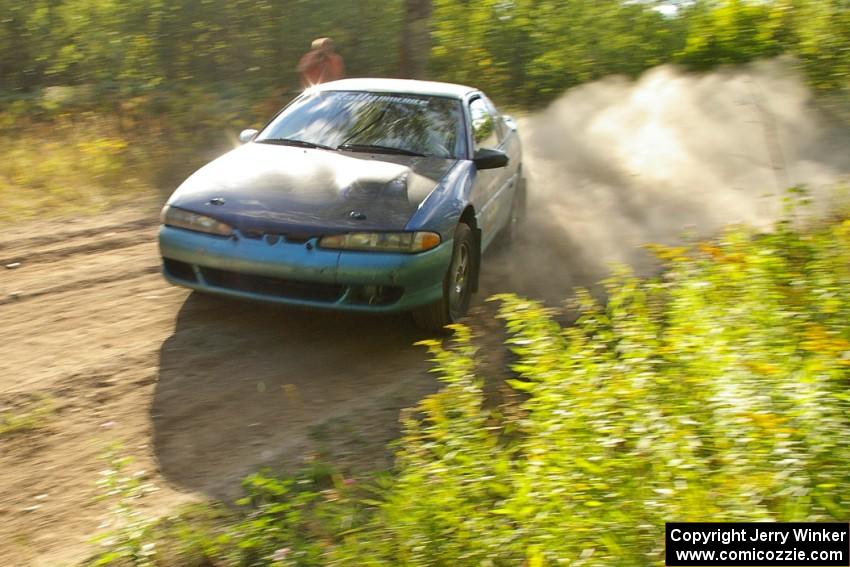 Adam Markut / John Nordlie do a shakedown run of their Eagle Talon on the practice stage.