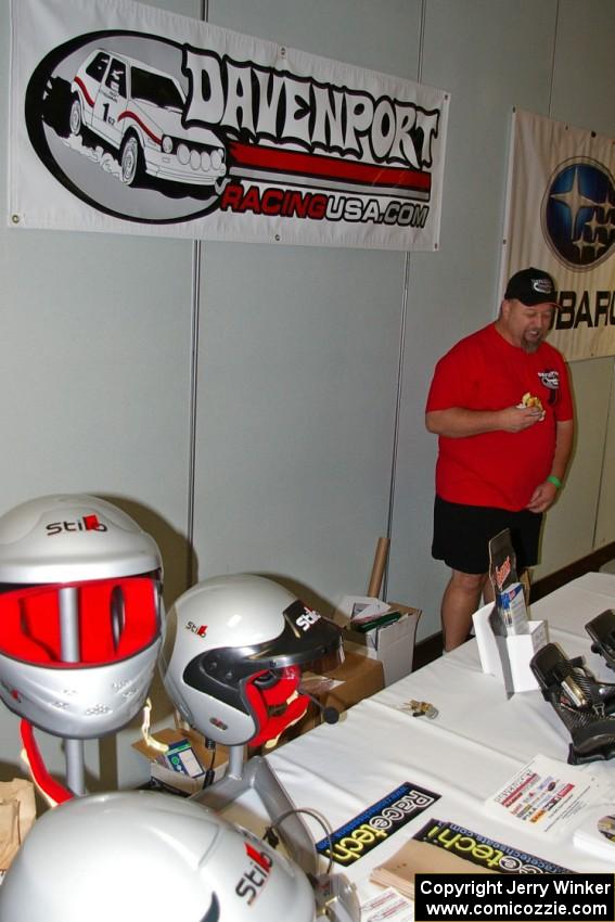 Doug Davenport sells his wares for Davenport Racing at registration.