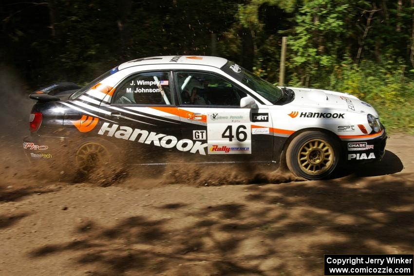 Matthew Johnson / Jeremy Wimpey Subaru WRX on the press stage the morning before the event.