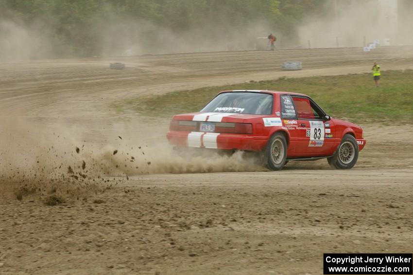Mark Utecht / Rob Bohn Ford Mustang slings mud at the Bemidji Speedway Super Special, SS 1.