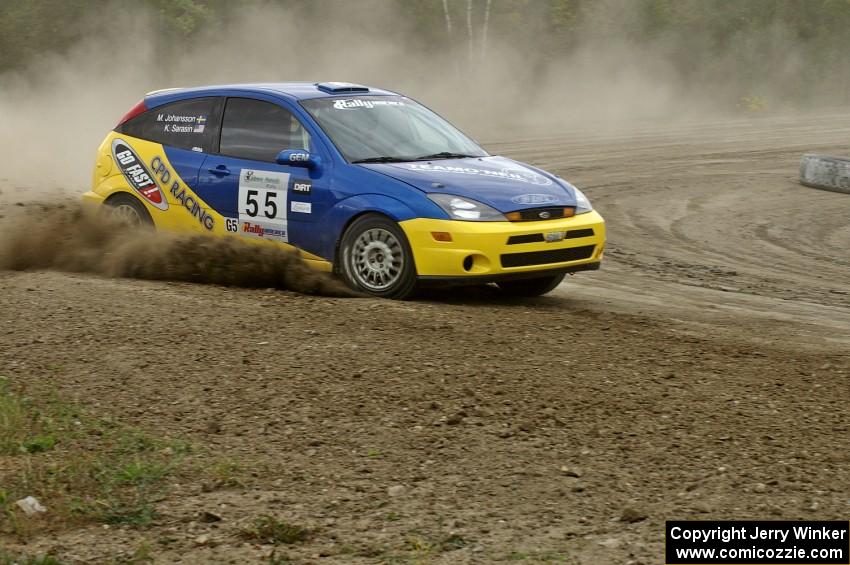 Kyle Sarasin / Mikael Johansson Ford Focus SVT at the Bemidji Speedway Super Special, SS1.