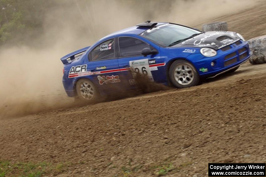 Cary Kendall / Scott Friberg Dodge SRT-4 on SS1 at the Bemidji Spedway.