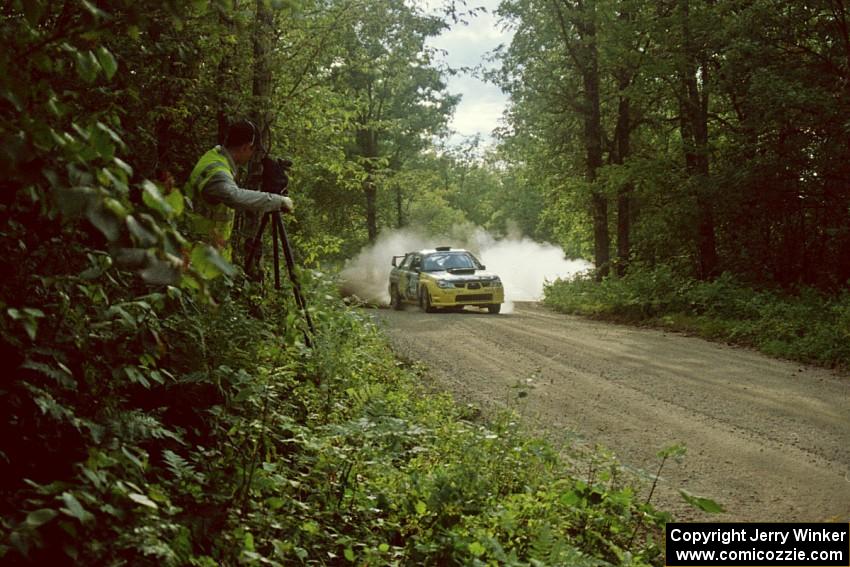 John Huebbe films the Tanner Foust / Chrissie Beavis Subaru WRX STi on SS2.