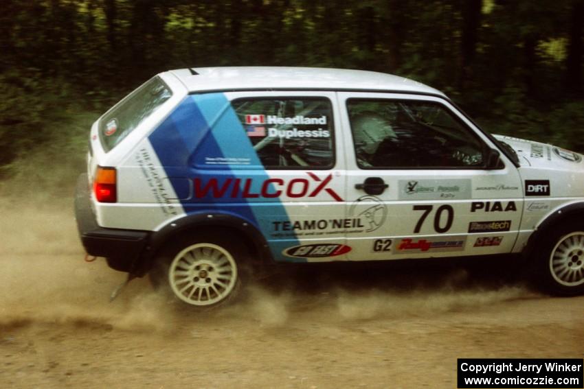 Chris Duplessis / Martin Headland VW GTI at speed on SS2.