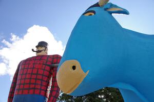 Paul Bunyan and Babe the Blue Ox statues in downtown Bemidji (1).