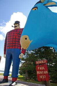 Paul Bunyan and Babe the Blue Ox statues in downtown Bemidji (2).