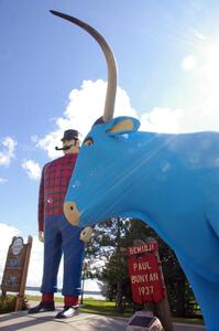Paul Bunyan and Babe the Blue Ox statues in downtown Bemidji (3).