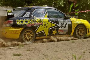 Tanner Foust / Chrissie Beavis Subaru WRX STi hits the gas at the SS9 spectator point.