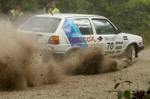 Chris Duplessis / Martin Headland VW GTI slings gravel on SS9.