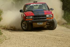 Jim Cox / Brent Carlson Chevy S-10 prepares for a 90-left on SS9.