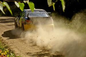 Andy Pinker / Robbie Durant Subaru WRX STi powers down a long straight on SS12.