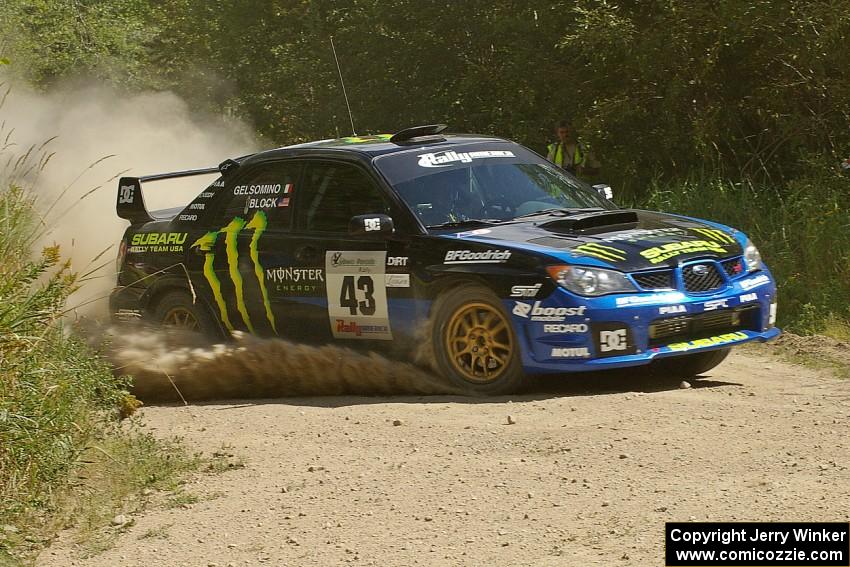 Ken Block / Alex Gelsomino Subaru WRX STi prepares for a hard left on SS9.