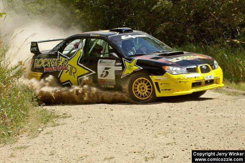 Andy Pinker / Robbie Durant Subaru WRX STi prepare for a hard left on SS9.