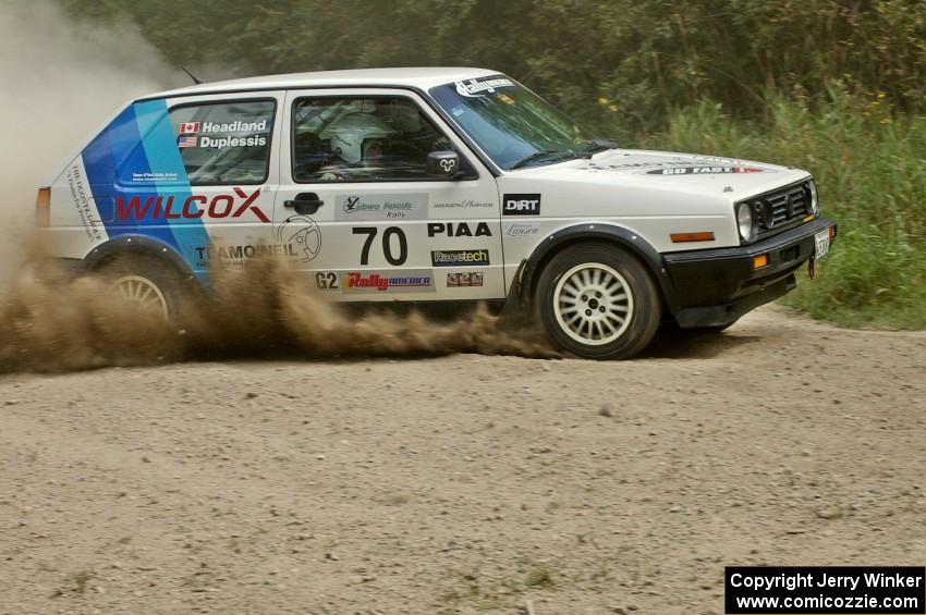 Chris Duplessis / Martin Headland VW GTI at speed on SS9.