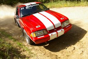 Mark Utecht / Rob Bohn Ford Mustang limp to the spectator area on SS12 where they had to get more fuel.