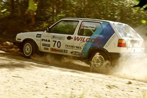 Chris Duplessis / Martin Headland VW GTI take an uphill 90-right on SS12.