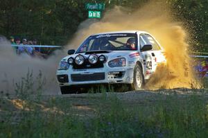 Stephan Verdier / Scott Crouch Subaru WRX sling gravel at the spectator point on SS13.