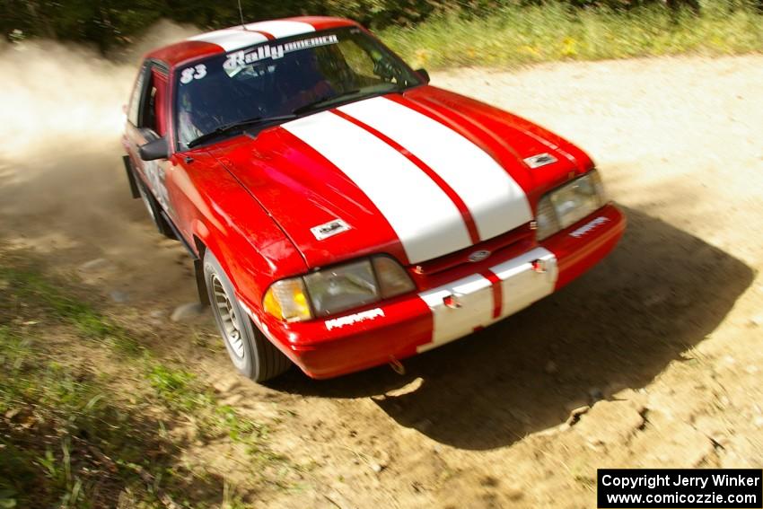 Mark Utecht / Rob Bohn Ford Mustang limp to the spectator area on SS12 where they had to get more fuel.