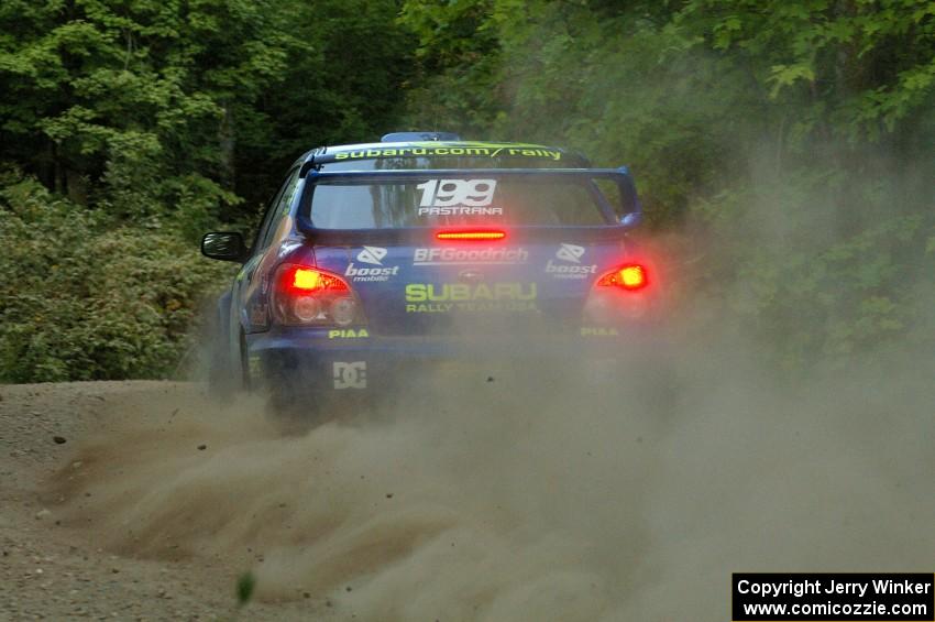 Travis Pastrana / Christian Edstrom Subaru WRX STi on SS15 near the midpoint.