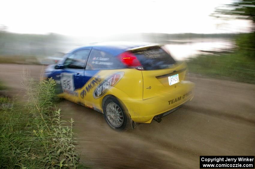 Kyle Sarasin / Mikael Johansson at speed on SS15 in their Ford Focus SVT.